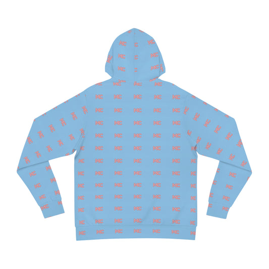 All-Over Print 'MC' Logo Hoodie — Pastel Blue & Pink Patterned Streetwear