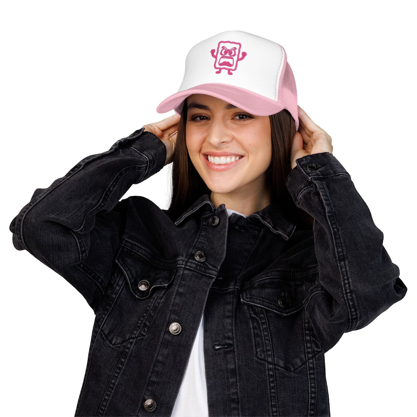 Mad Cobbler Sponge Trucker Hat — Cute Pink Cartoon Patch Foam Cap