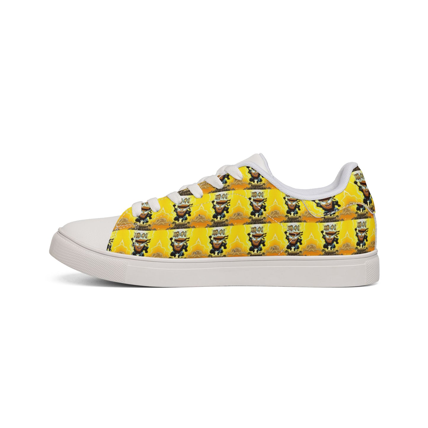 Low-Top Sneakers — Yellow Mad Cobbler Graphic Leather Shoes