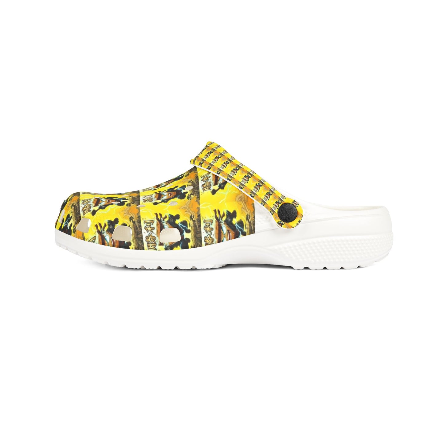 Mens Yellow Anime Mad Cobbler Foam Clogs — Fun Farm Animal Slip-On Shoes