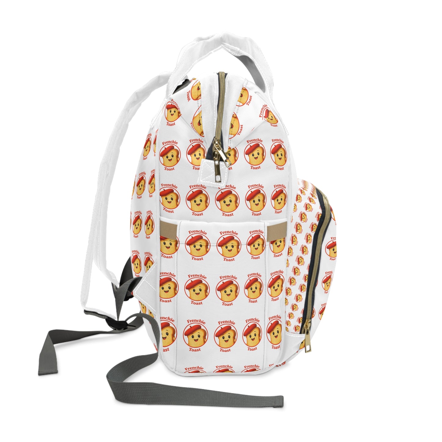 Frenchie Toast Pattern Diaper Backpack – Cute Baby Bag with Cartoon Toast Design