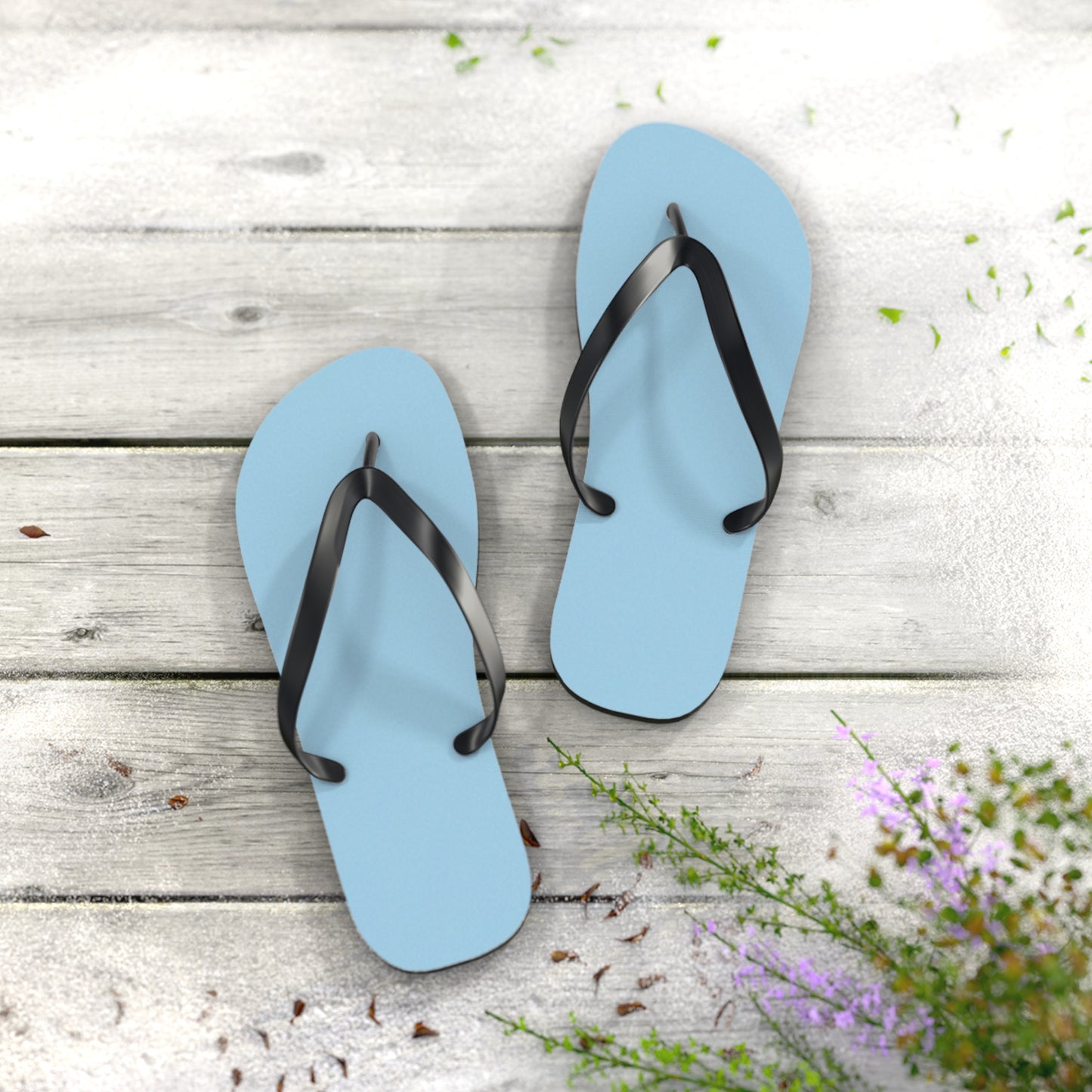 Classic Light Blue Flip Flops – Beach Sandals with Black Straps