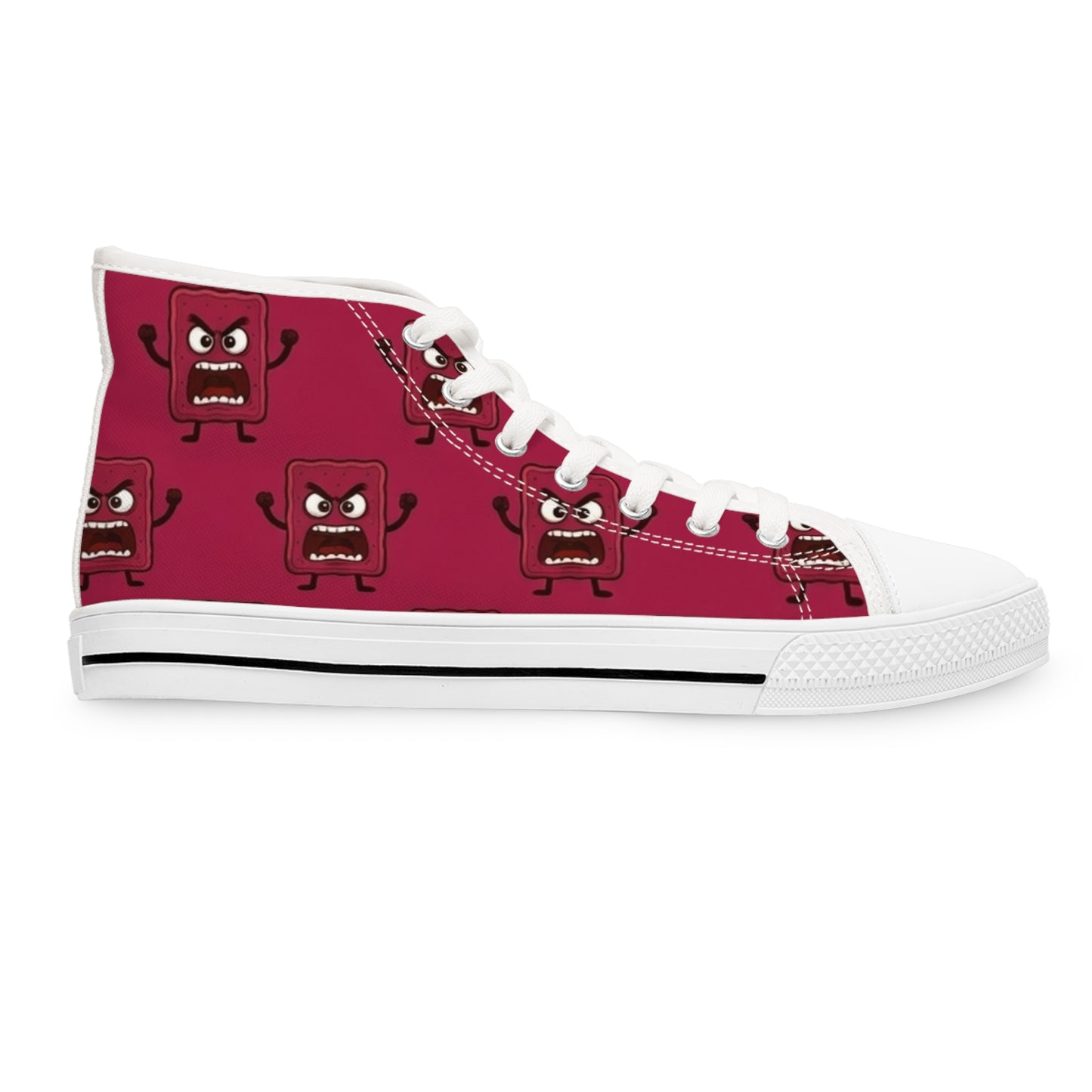 Women's High Top Sneakers - Cute Red Mad Cobbler Pattern