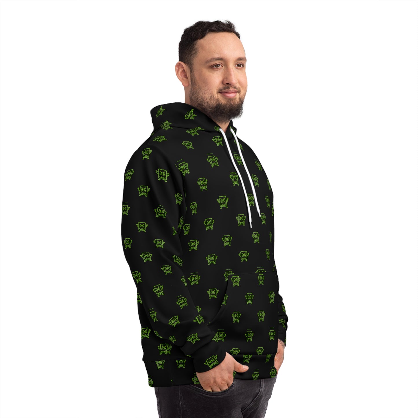 All-Over Print Green Mad Cobbler Pattern Hoodie - Streetwear Pullover