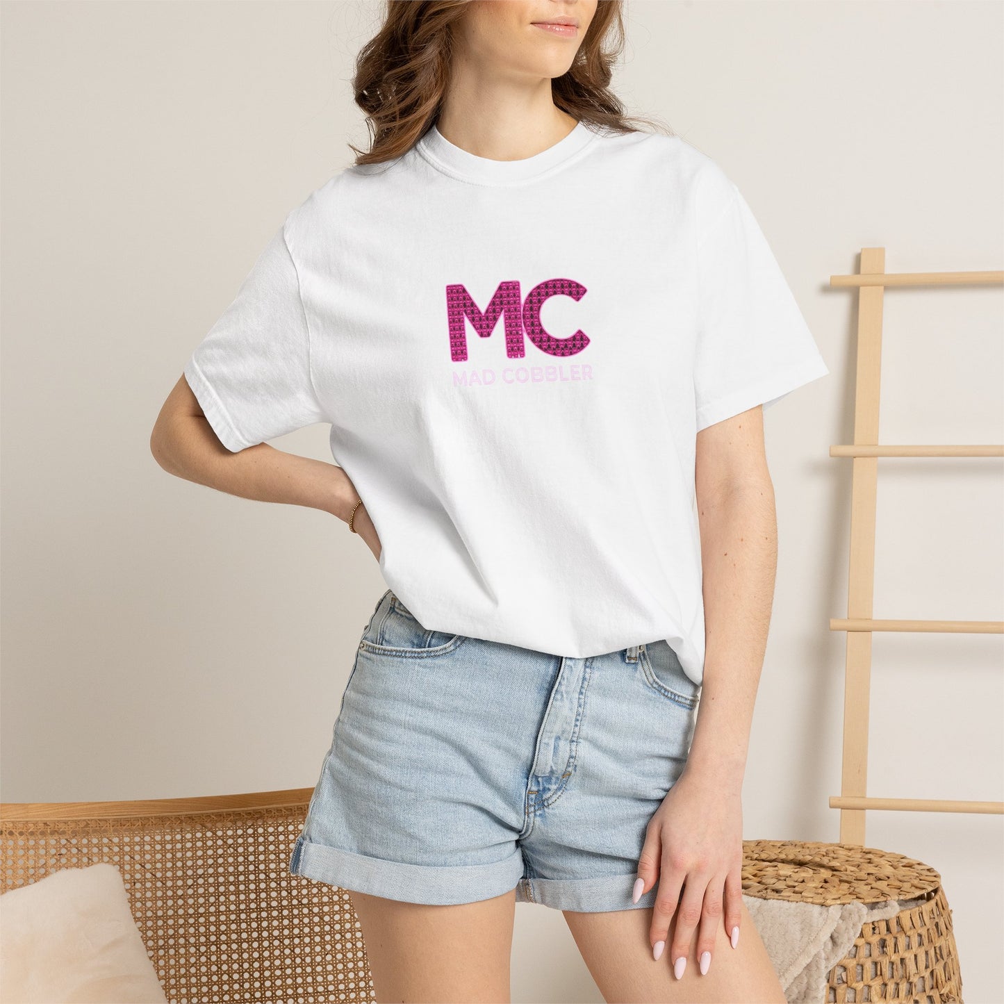 Mad Cobbler T-Shirt — Minimal Pink Monogram Tee