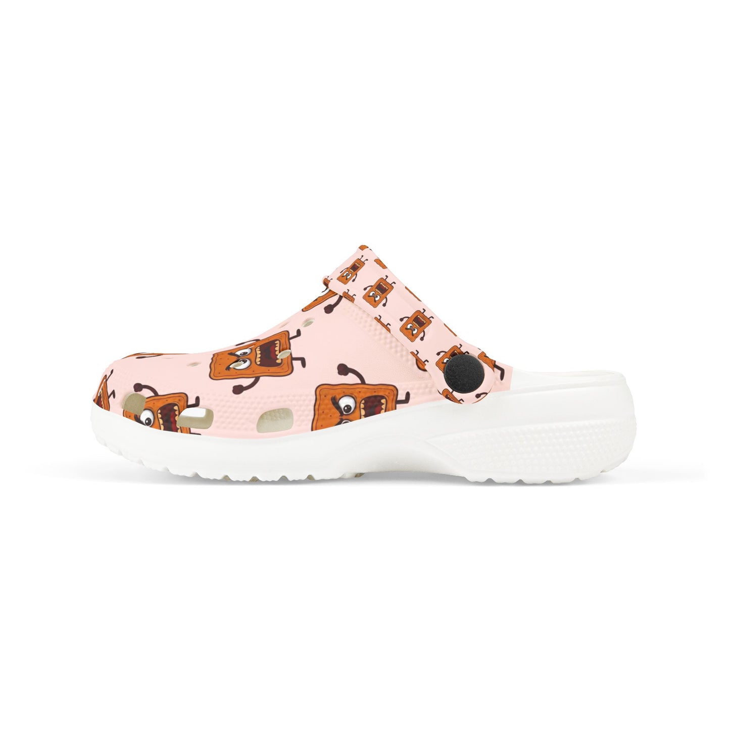 Kids Pink Mad Cobbler Pattern Foam Clogs — Cute Breakfast-themed Slip-On Shoes