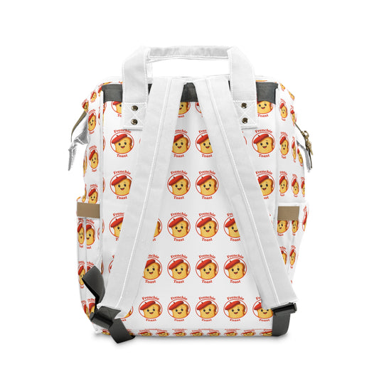 Frenchie Toast Pattern Diaper Backpack – Cute Baby Bag with Cartoon Toast Design