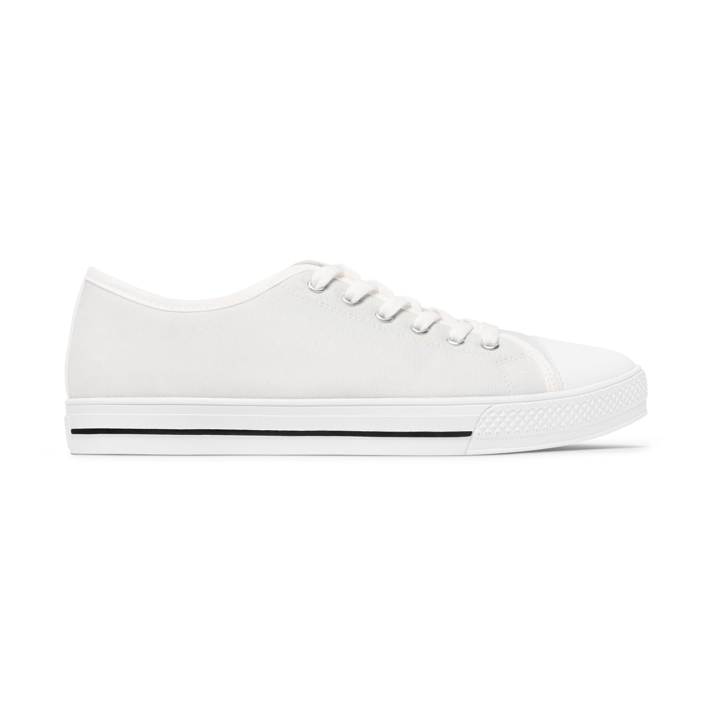 White Canvas Low Top Sneakers — Classic Women's Casual Shoes