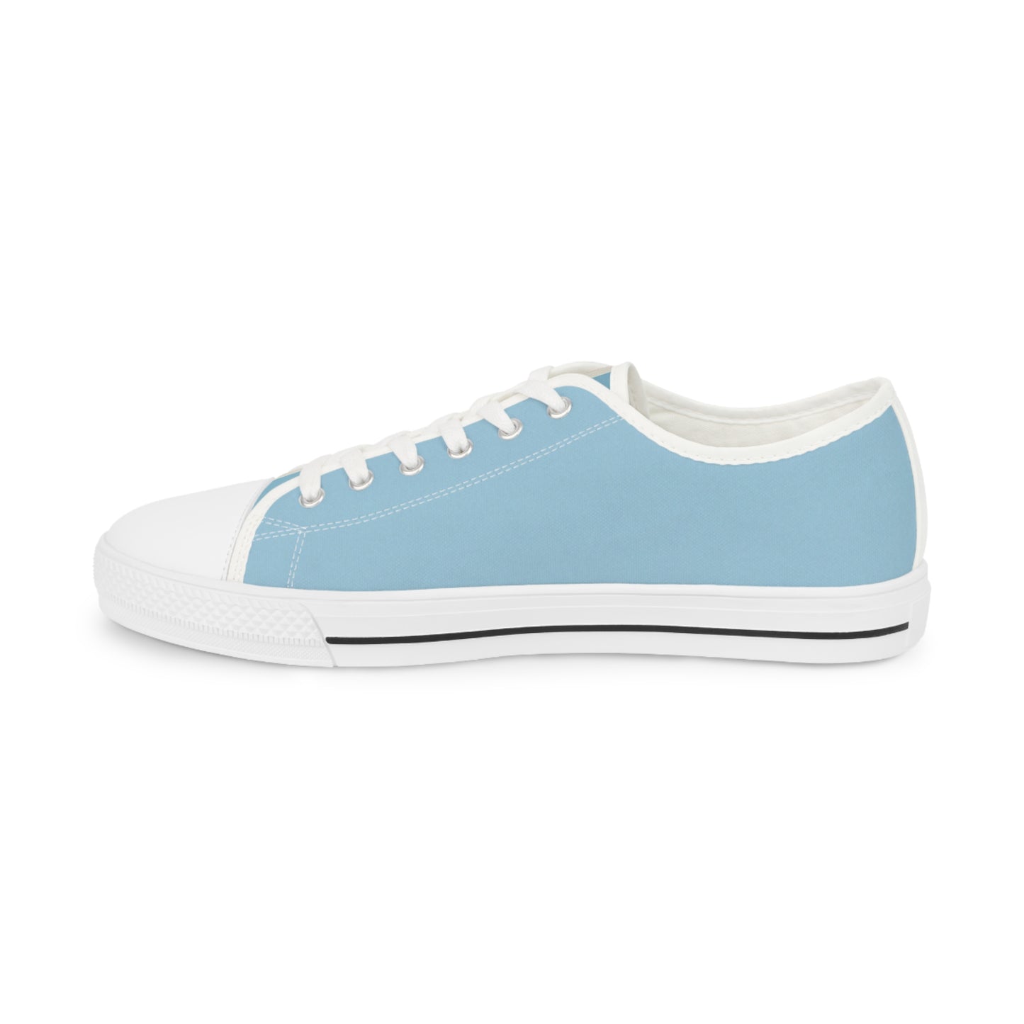 Sky Blue Low-Top Sneakers with Red-White Racing Stripe — Men's Casual Canvas Shoes
