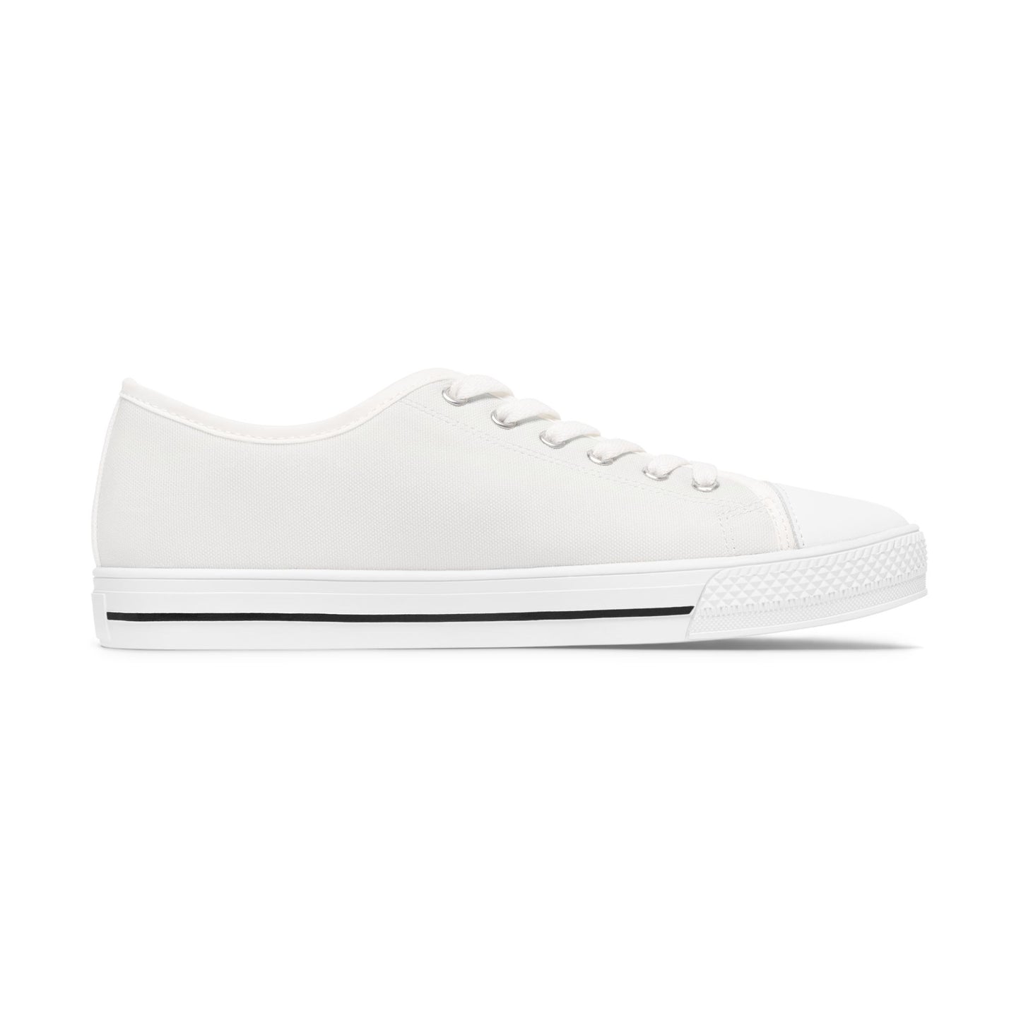 White Canvas Low Top Sneakers — Classic Women's Casual Shoes