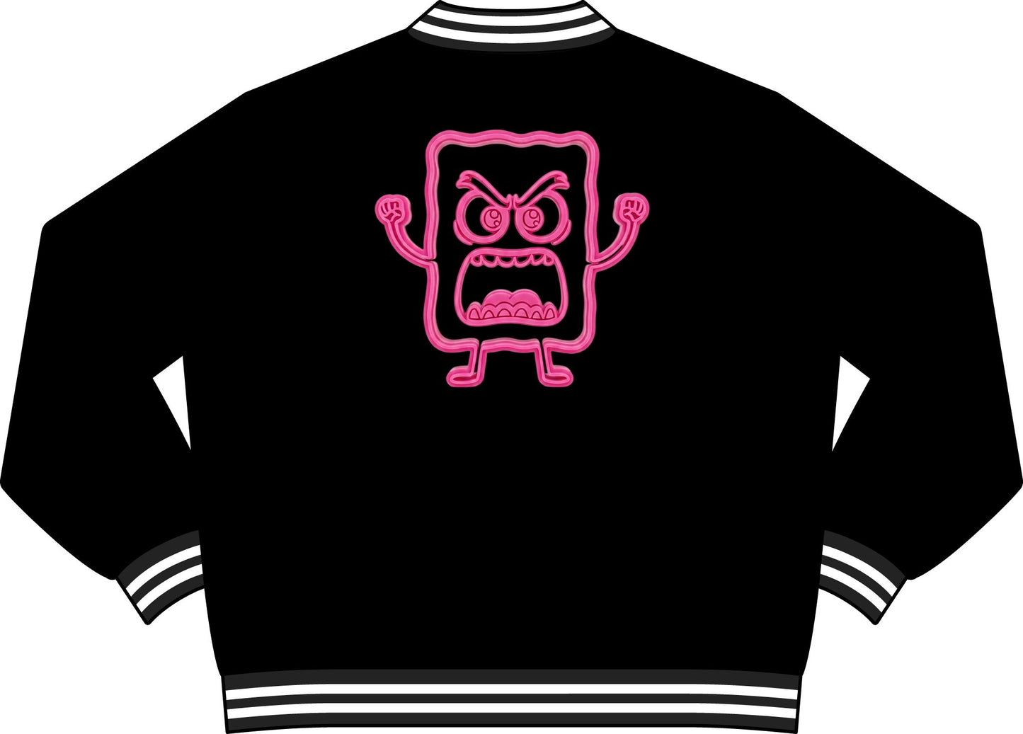 Varsity Jacket — Pink Mad Cobbler Patch Back Graphic