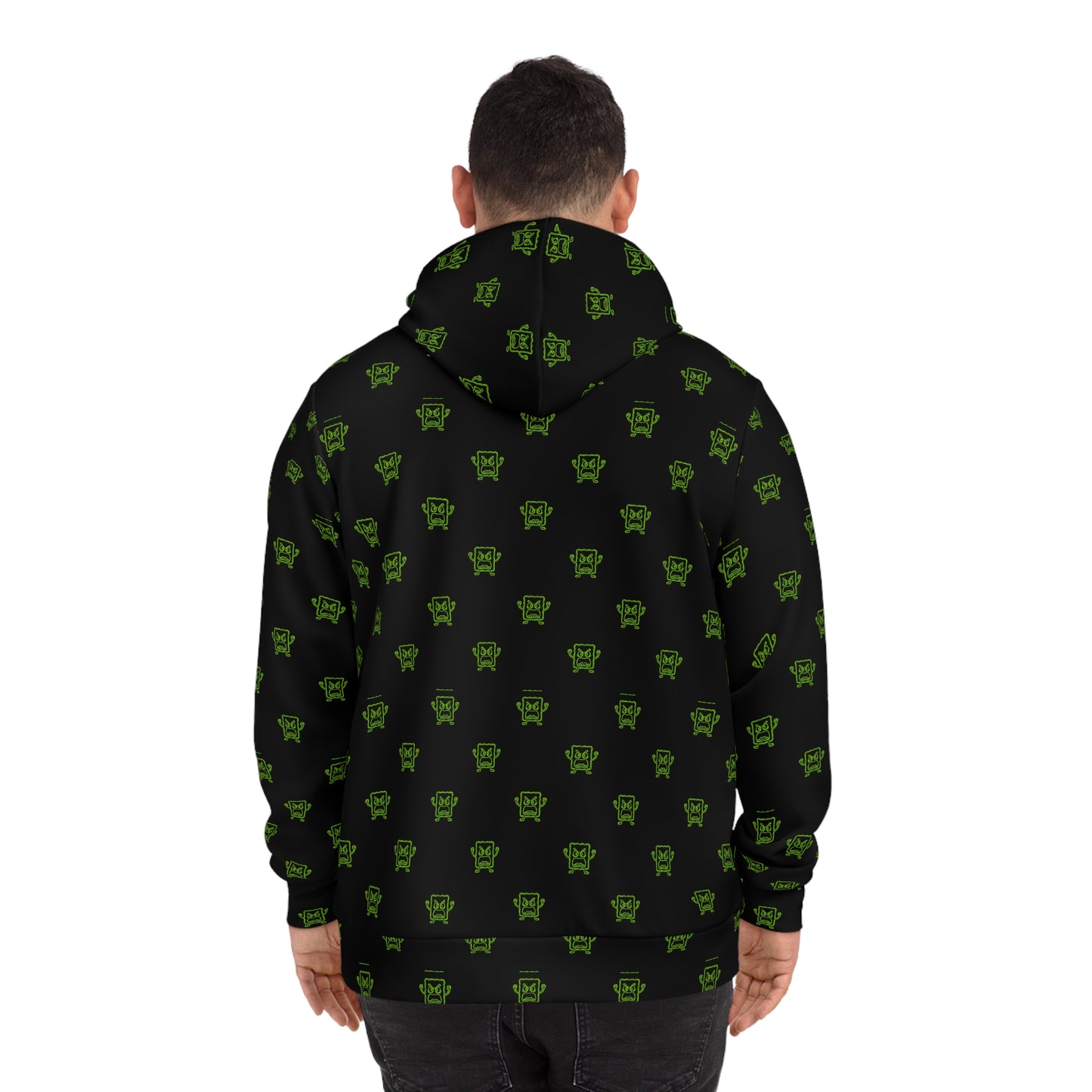 All-Over Print Green Mad Cobbler Pattern Hoodie -  Streetwear Pullover