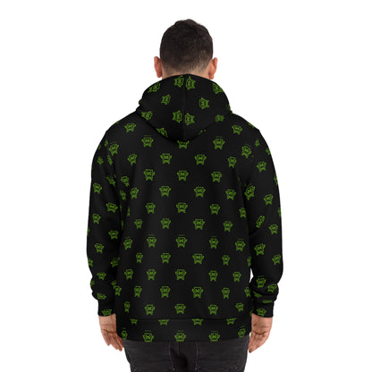 All-Over Print Green Mad Cobbler Pattern Hoodie -  Streetwear Pullover