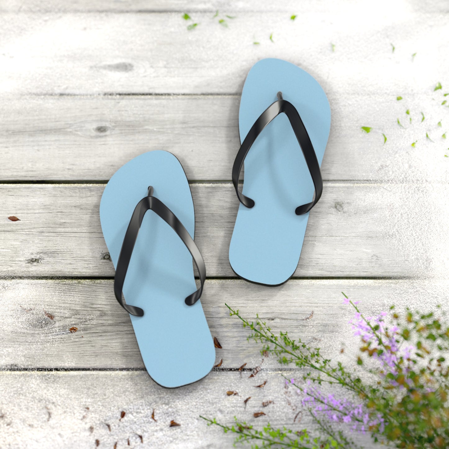 Classic Light Blue Flip Flops – Beach Sandals with Black Straps