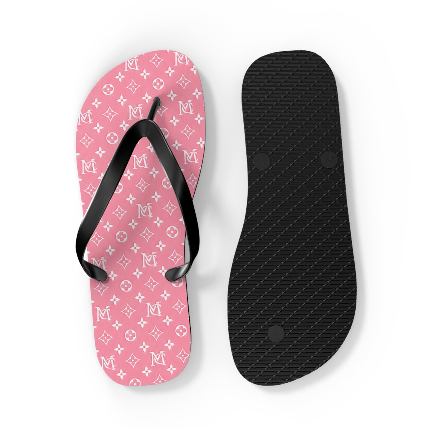 Pink Monogram Flip Flops – Luxury Pattern Beach Sandals
