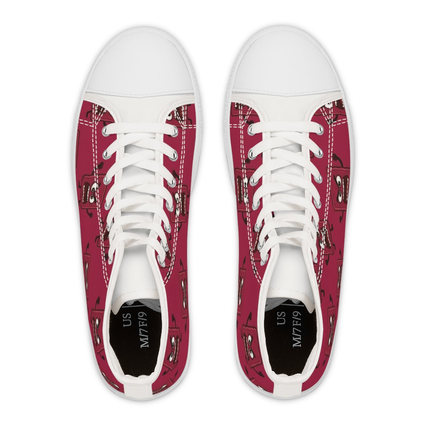 Women's High Top Sneakers - Cute Red Mad Cobbler Pattern