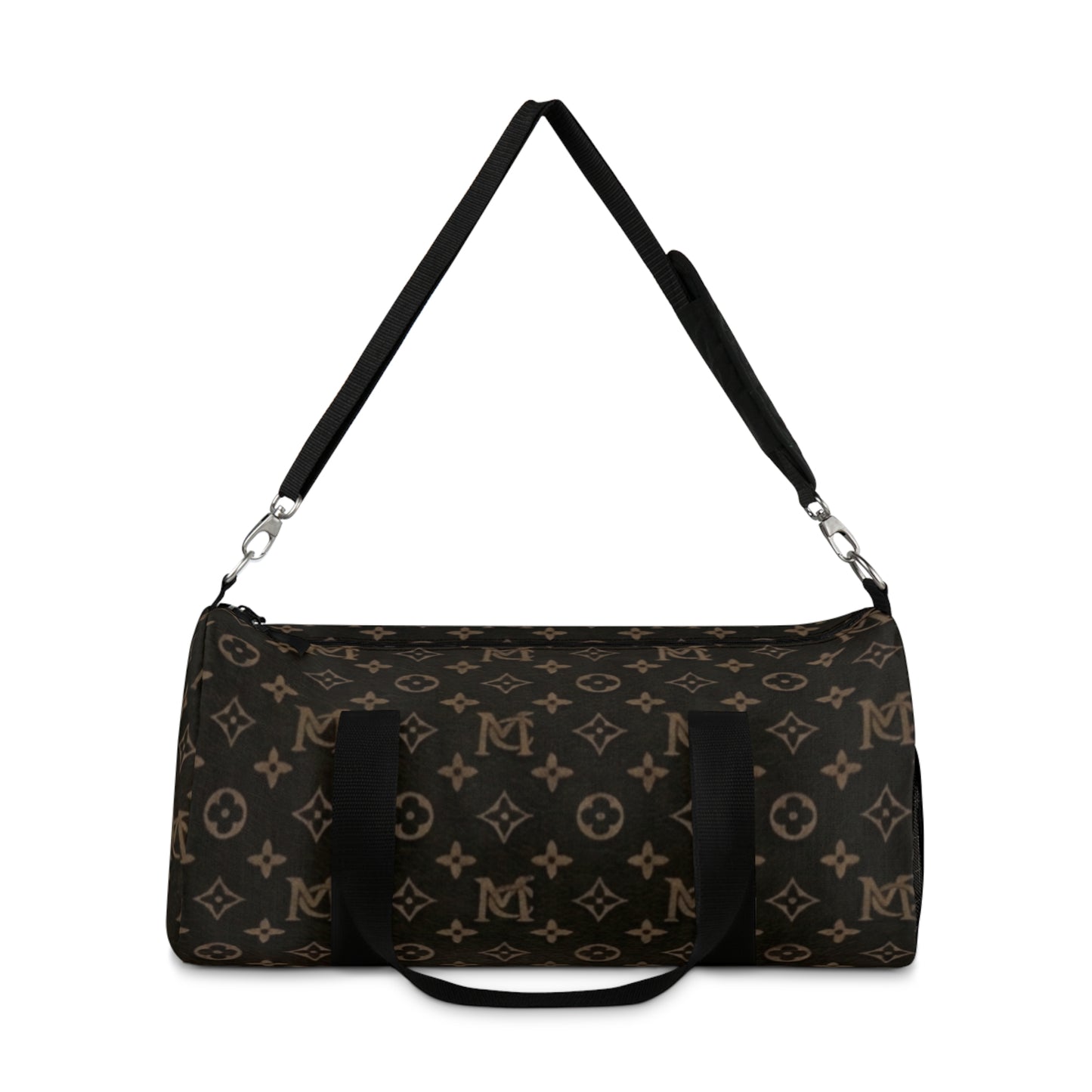 Monogram Luxe Duffel Bag — Brown Designer-Pattern Travel Tote