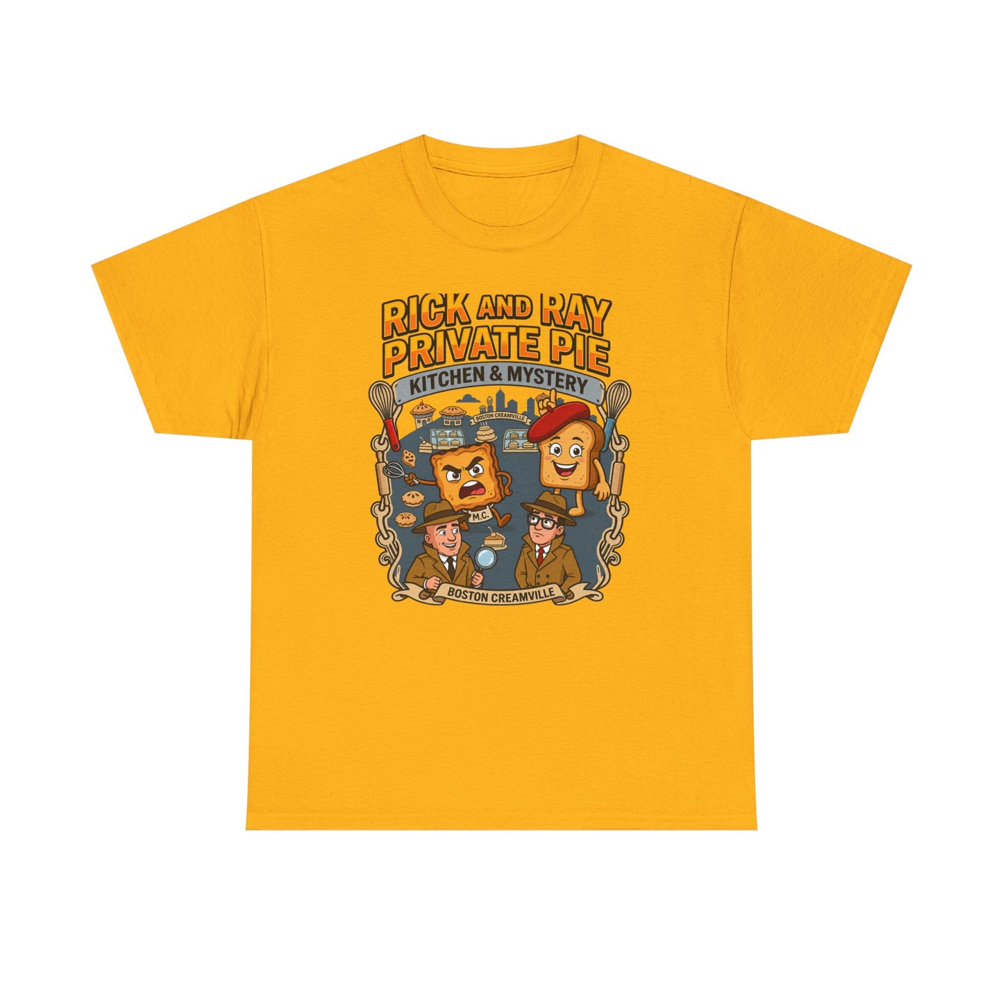 Private Pie Mystery Tee — Rick & Ray Kitchen Adventure Graphic 100% Heavyweight Cotton T-Shirt