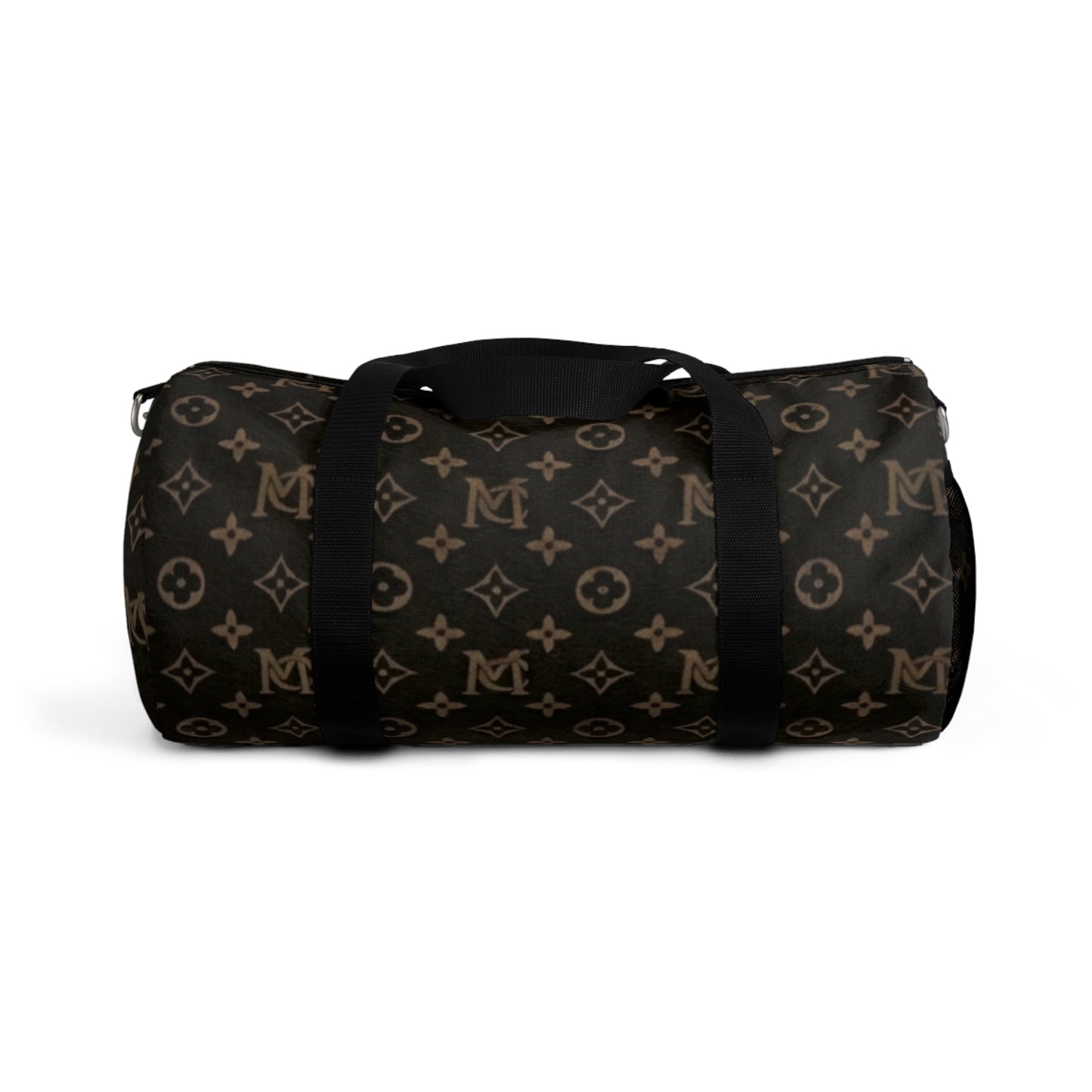 Monogram Luxe Duffel Bag — Brown Designer-Pattern Travel Tote