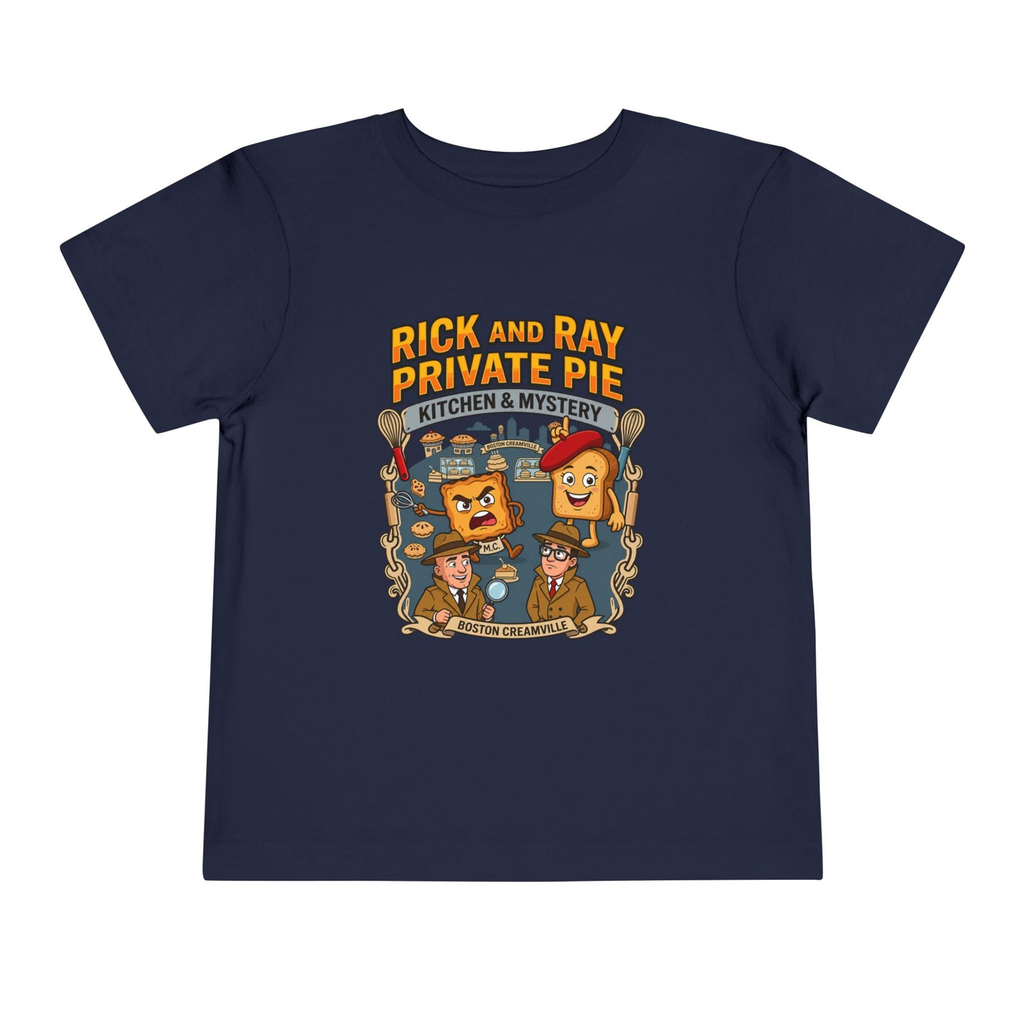 Toddler Tee — "Rick and Ray Private Pie" Cartoon Detective Kitchen Mystery