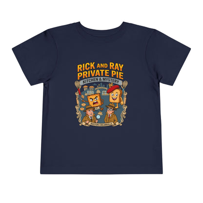 Toddler Tee — "Rick and Ray Private Pie" Cartoon Detective Kitchen Mystery