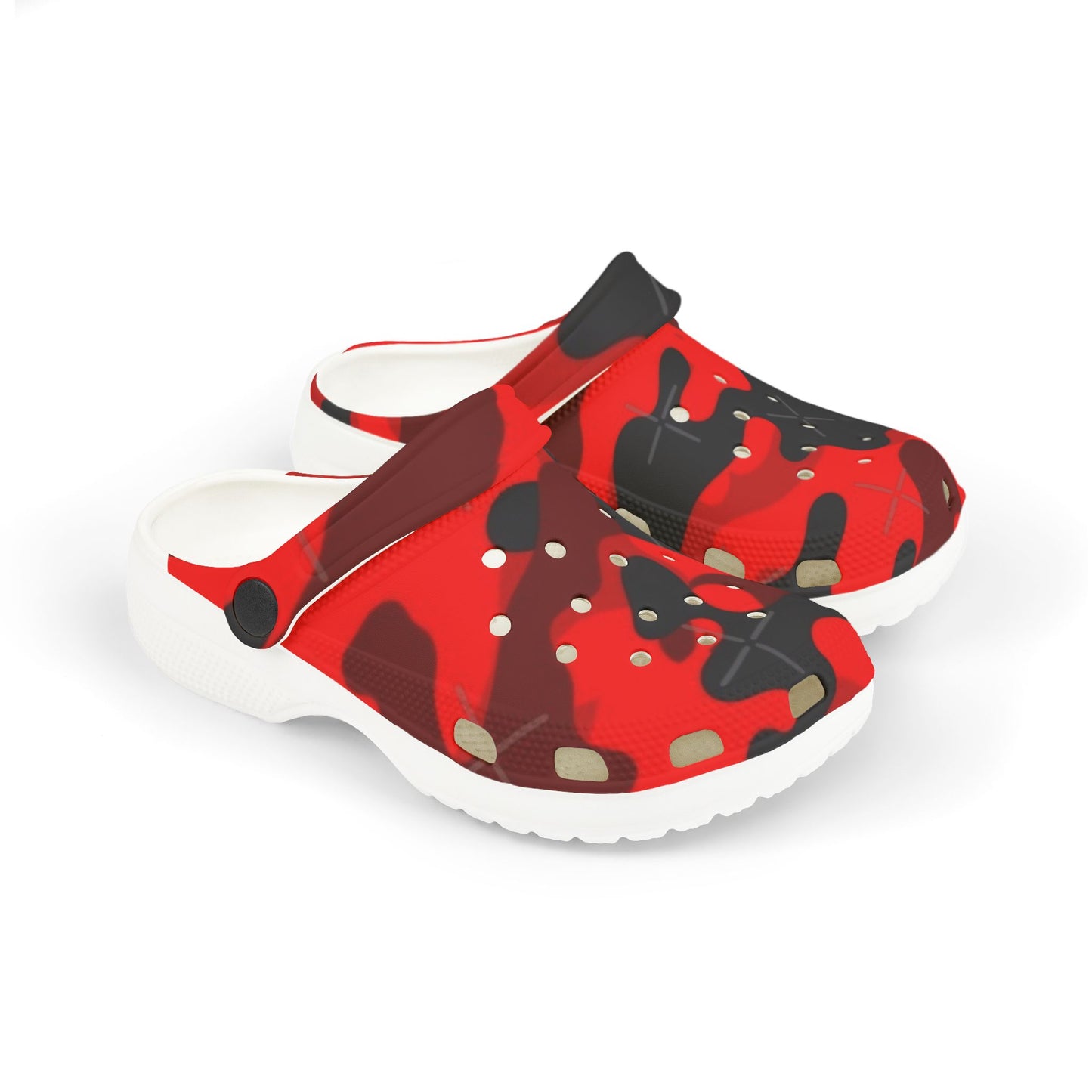 Kids Red Camo Foam Clogs — Lightweight EVA Garden Shoes
