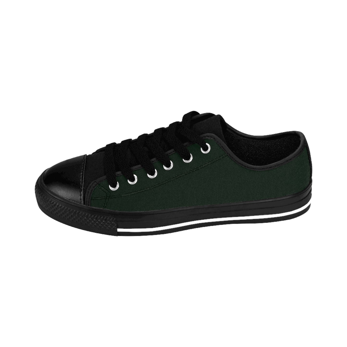 Men's Dark Green Canvas Sneakers — Classic Low-Top Casual Shoes