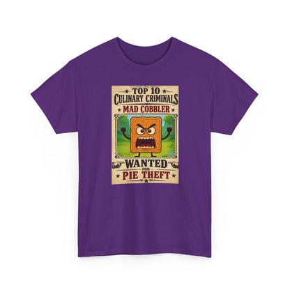 Unisex T-Shirt - "Top 10 Culinary Criminals: Mad Cobbler" Wanted Pie Theft Vintage Poster Tee 100% Heavyweight Cotton
