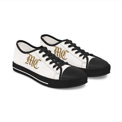 Monogram 'MC' Women's Low Top Sneakers — Gold Gothic Initial Canvas Shoes