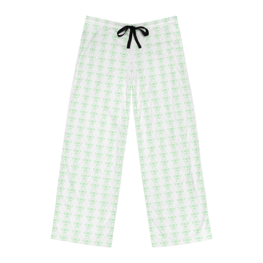 Men's Green Mad Cobbler Pattern Pajama Pants — Soft All-Over Print Lounge Trousers