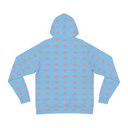 All-Over Print 'MC' Logo Hoodie — Pastel Blue & Pink Patterned Streetwear
