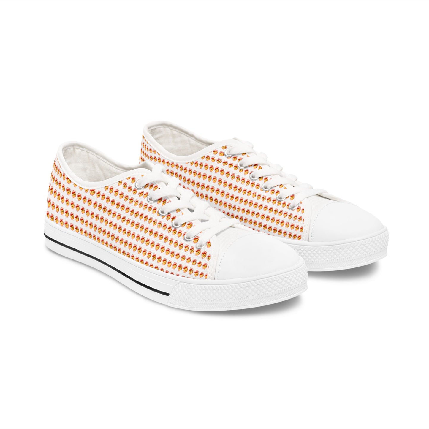 Low Top Sneakers — Frenchie Toast Pattern Women's Casual Canvas Shoes