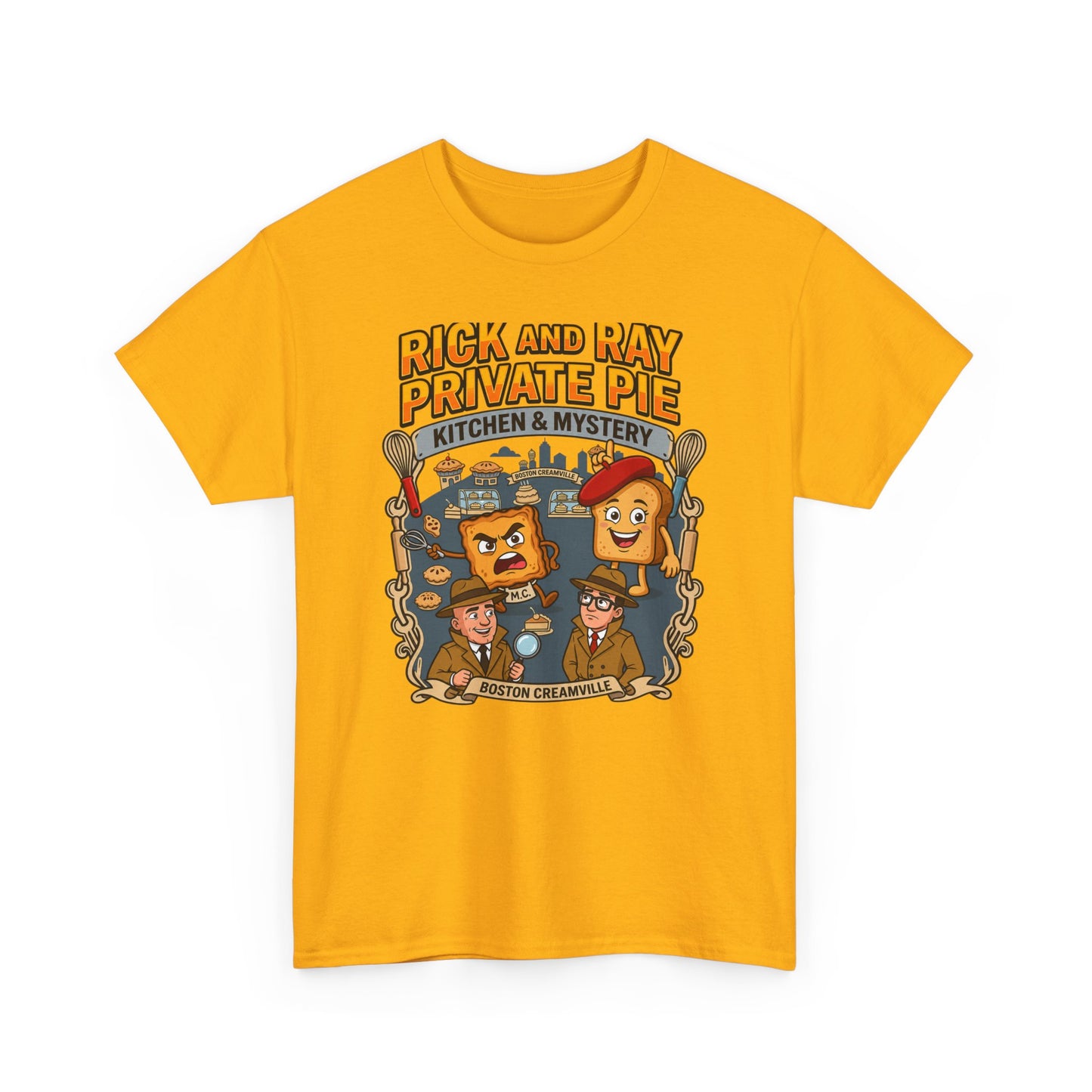 Private Pie Mystery Tee — Rick & Ray Kitchen Adventure Graphic 100% Heavyweight Cotton T-Shirt