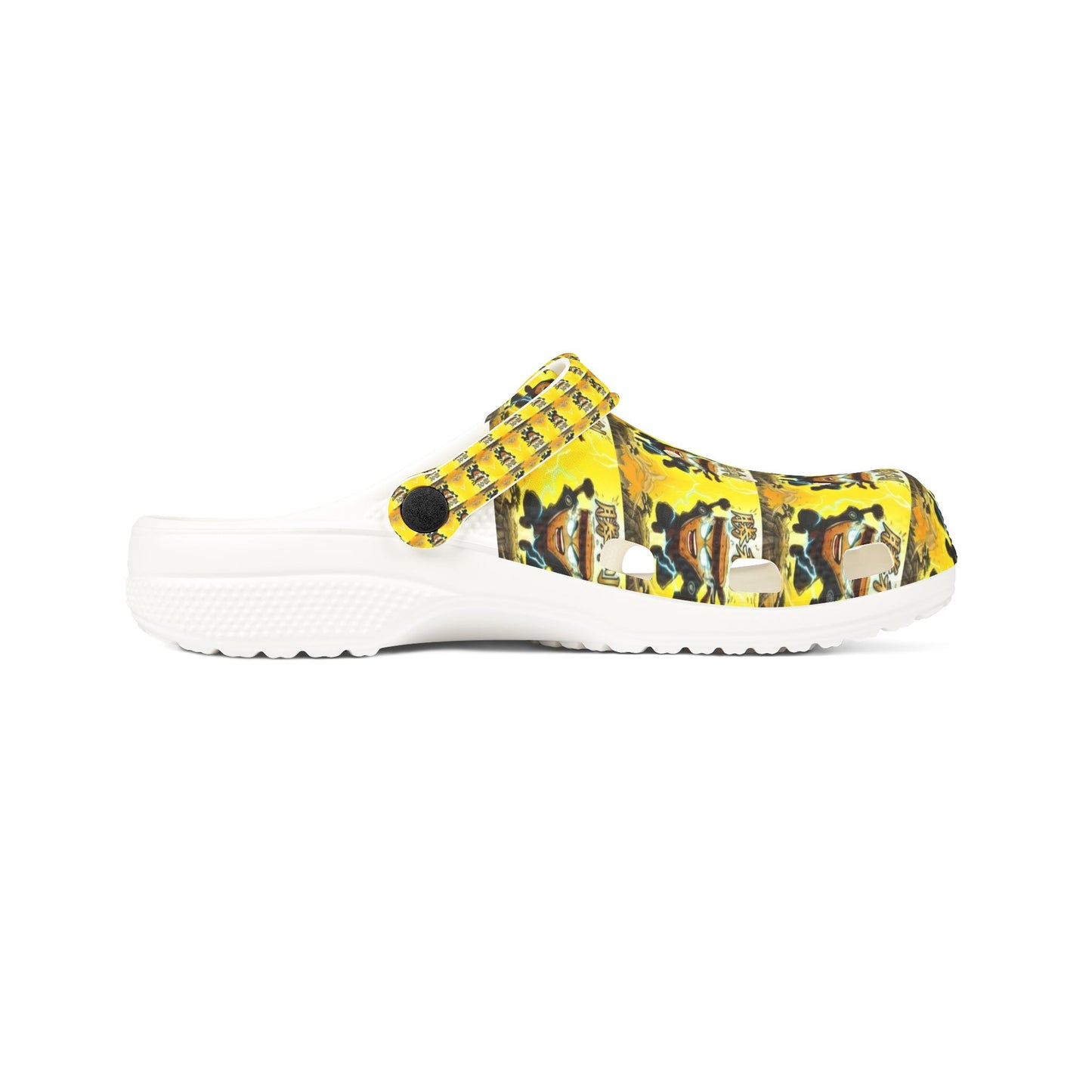 Mens Yellow Anime Mad Cobbler Foam Clogs — Fun Farm Animal Slip-On Shoes