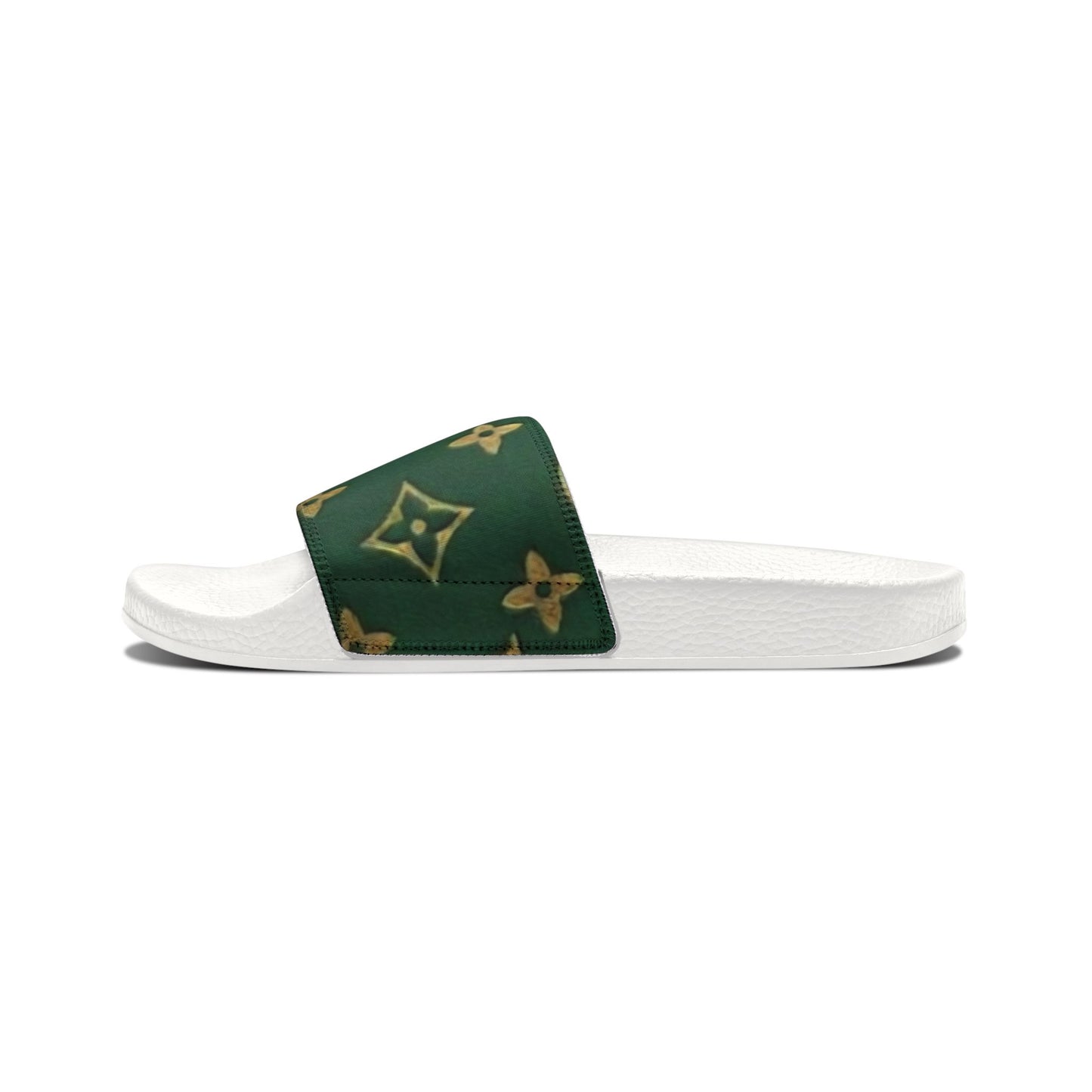 Green Monogram Slide Sandals — Removable Strap Men’s Pool Slides