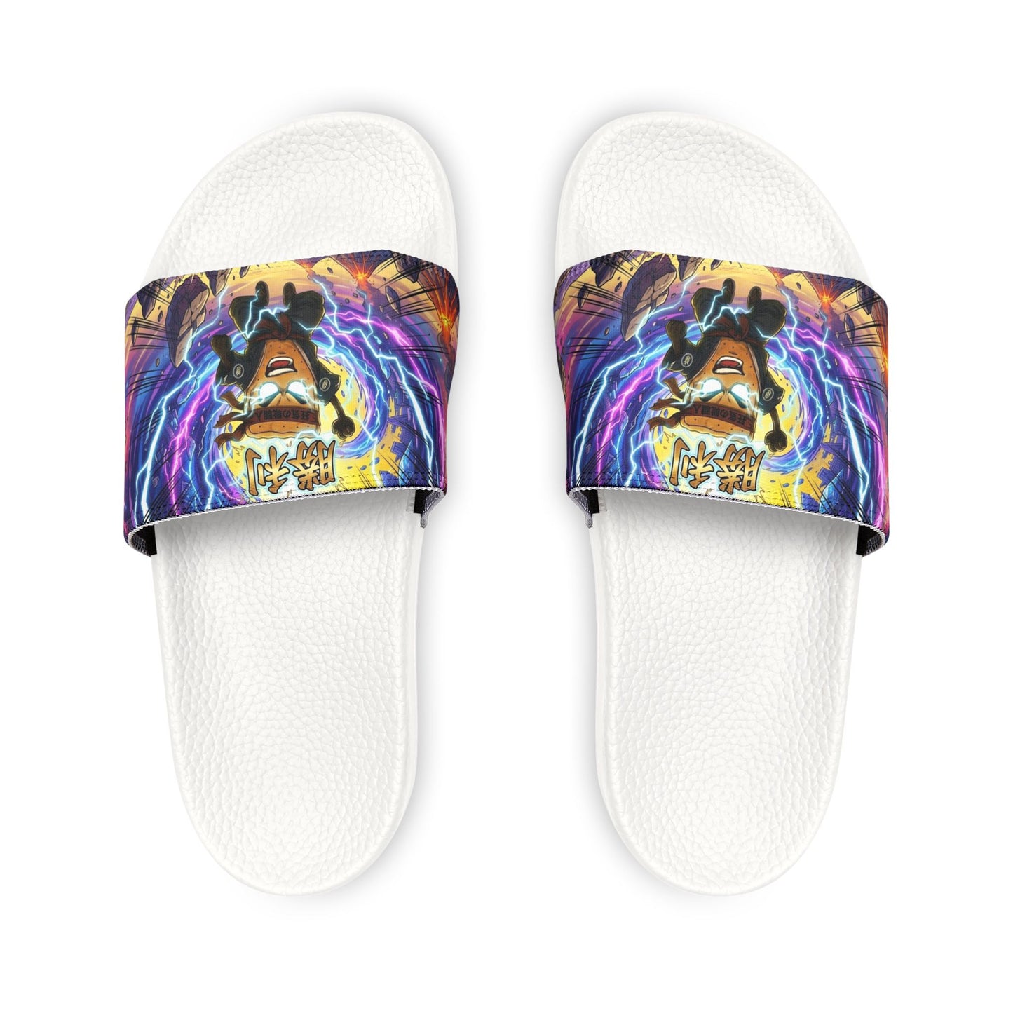 Slide Sandals - Vibrant Cosmic Mad Cobbler Graphic Removable-Strap Slides