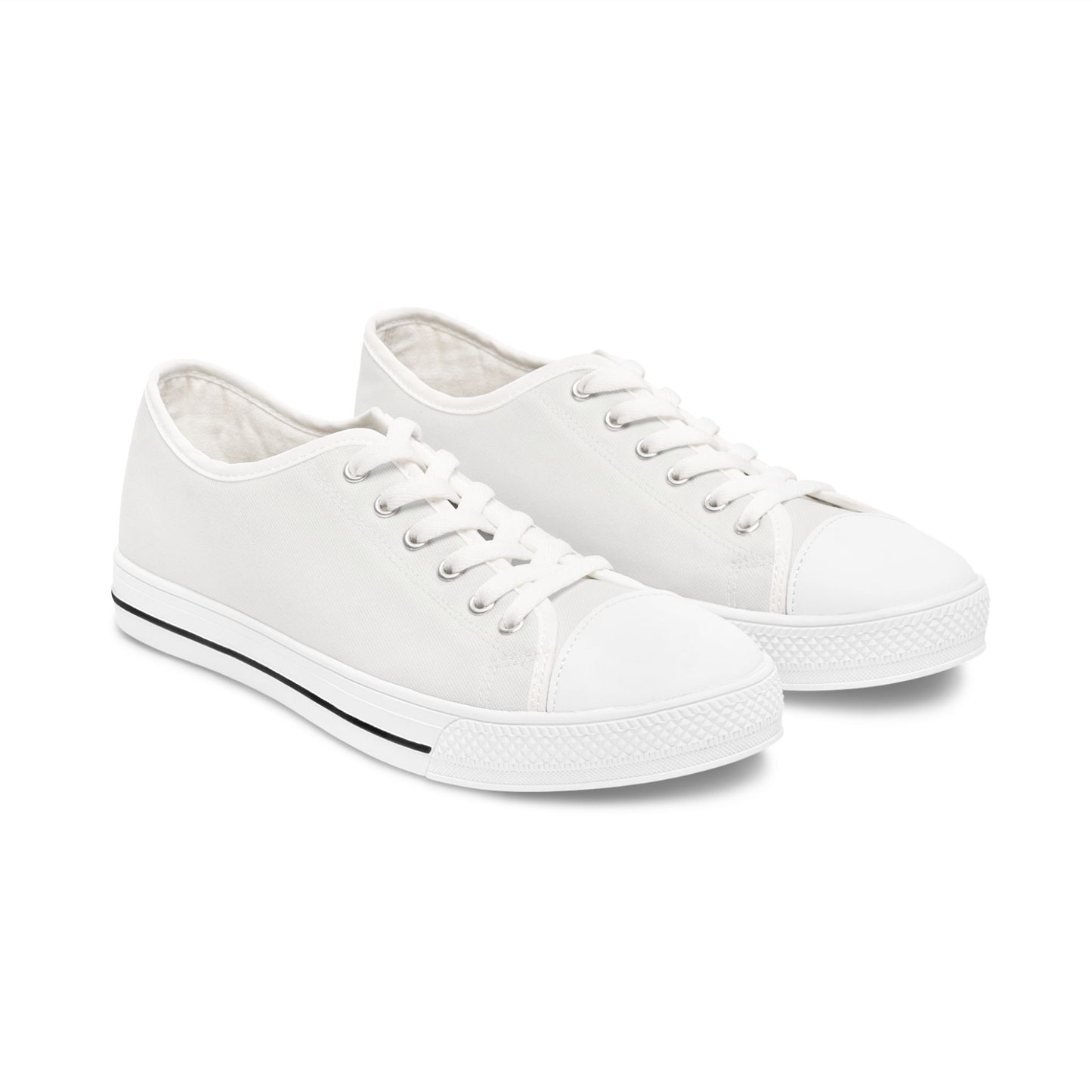 White Canvas Low Top Sneakers — Classic Women's Casual Shoes
