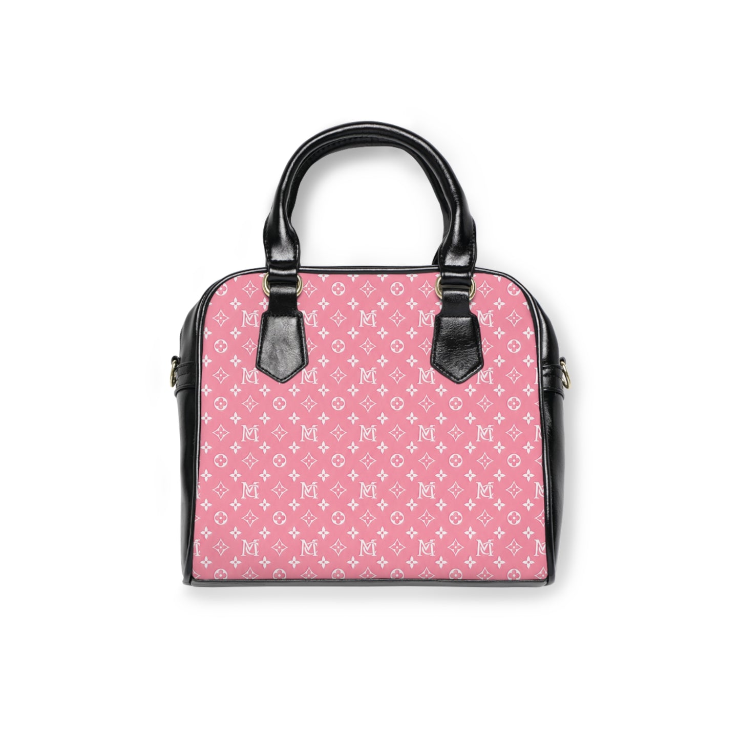 Pink Monogram Shoulder Handbag — Patterned Designer-Style Purse
