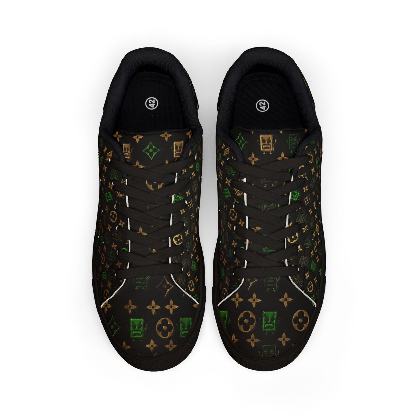 Men's Low-Top Leather Sneakers — Luxury Monogram MC Print