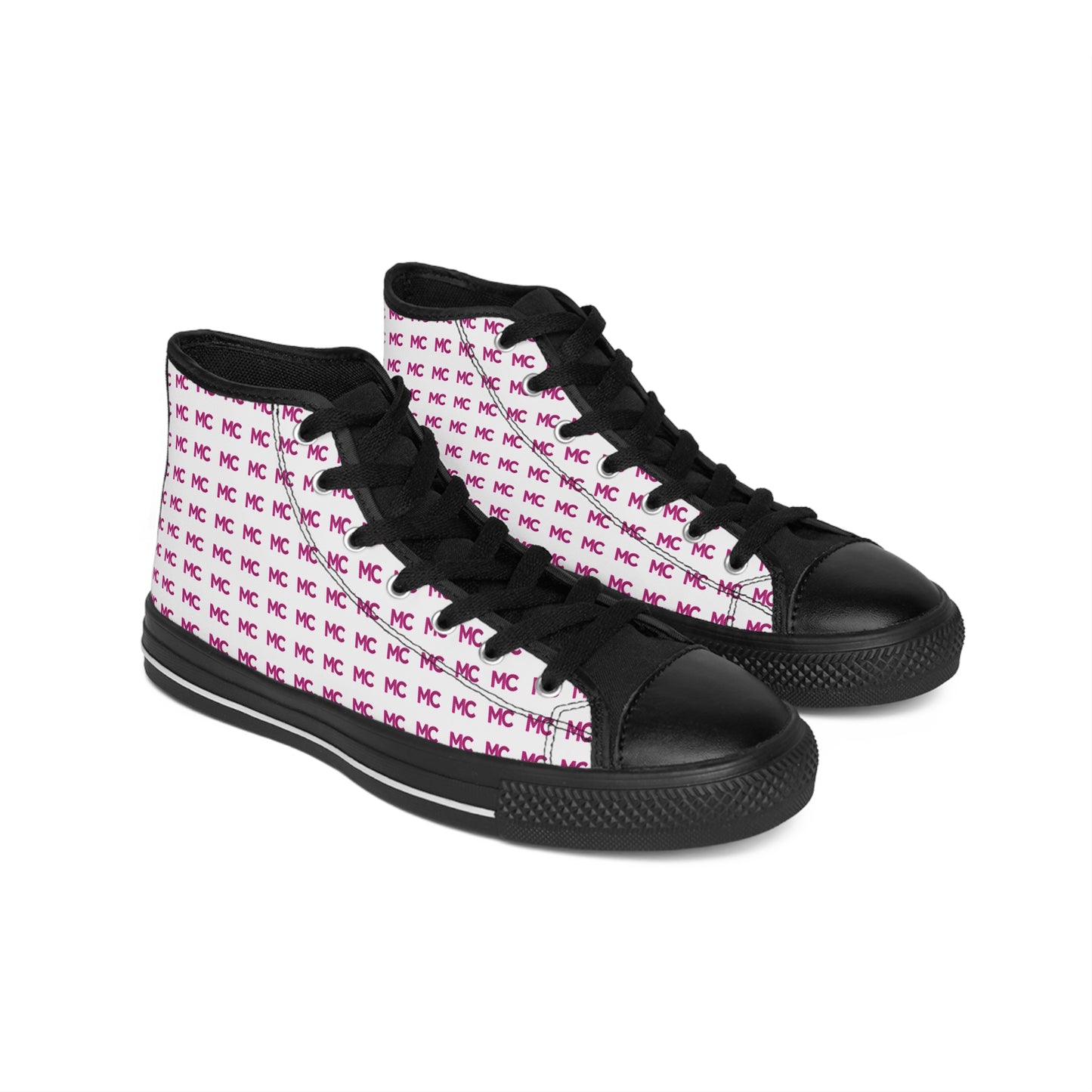 Women's Classic High-Top Sneakers — Custom Monogram Pink MC Pattern