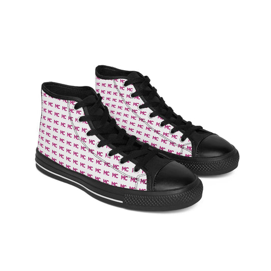 Women's Classic High-Top Sneakers — Custom Monogram Pink MC Pattern