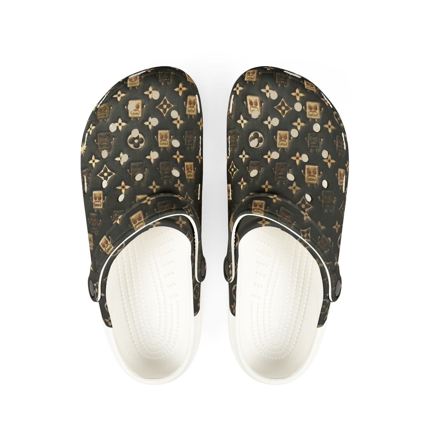 Patterned EVA Clog Shoes — Luxury Monogram Print Foam Slip‑Ons
