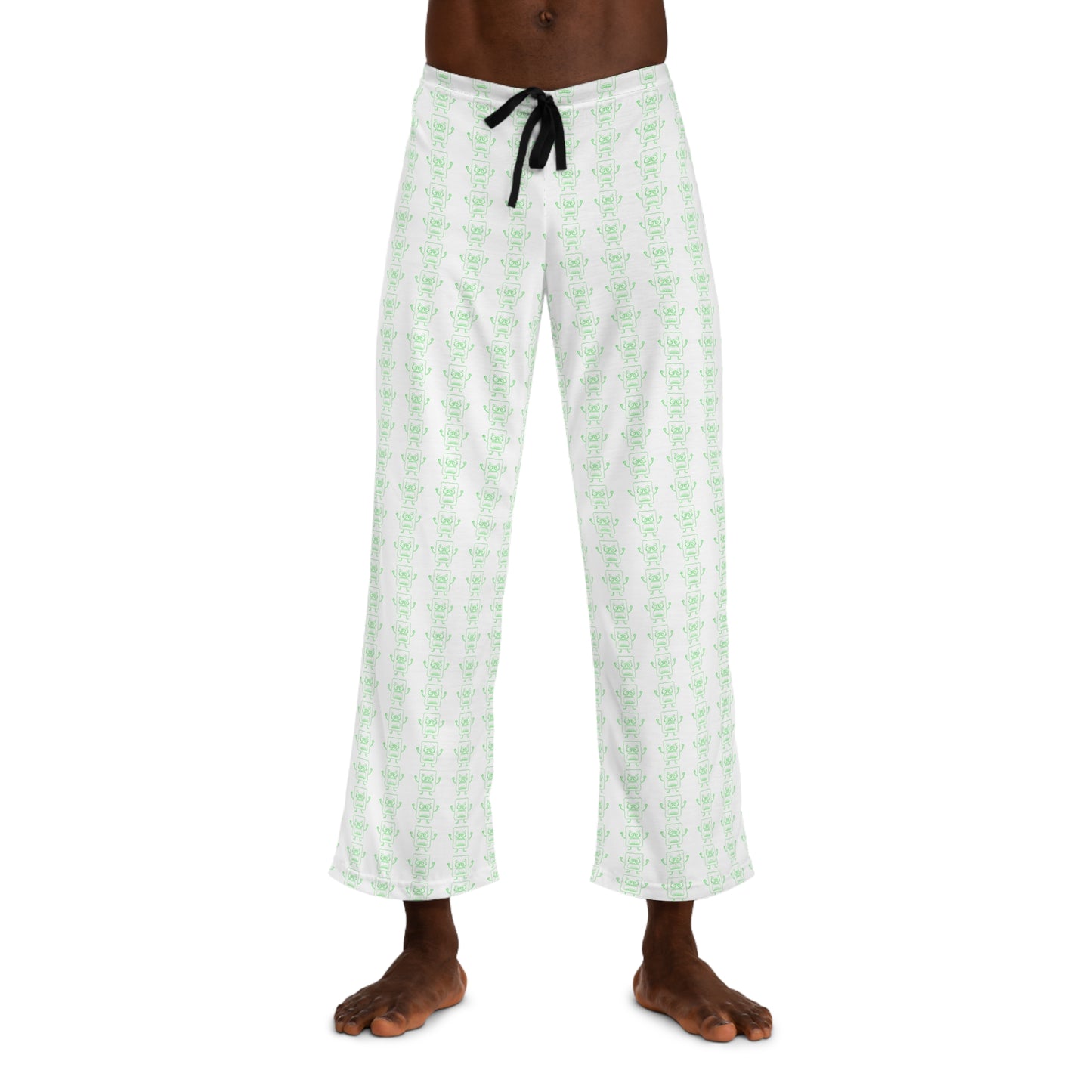 Men's Green Mad Cobbler Pattern Pajama Pants — Soft All-Over Print Lounge Trousers