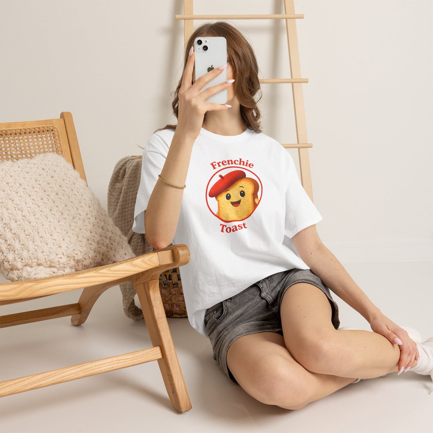 Women's Frenchie Toast T-Shirt — 100% Heavyweight Cotton Graphic Tee with Beret