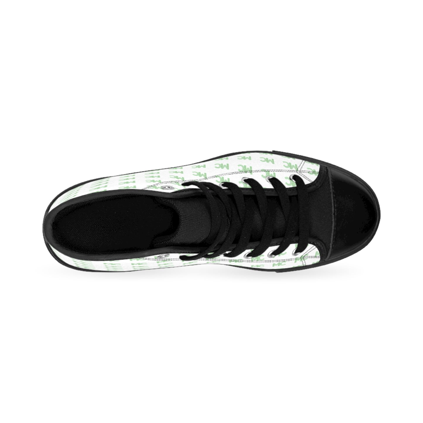 High-Top Sneakers — Minimal Green 'MC' Monogram Pattern