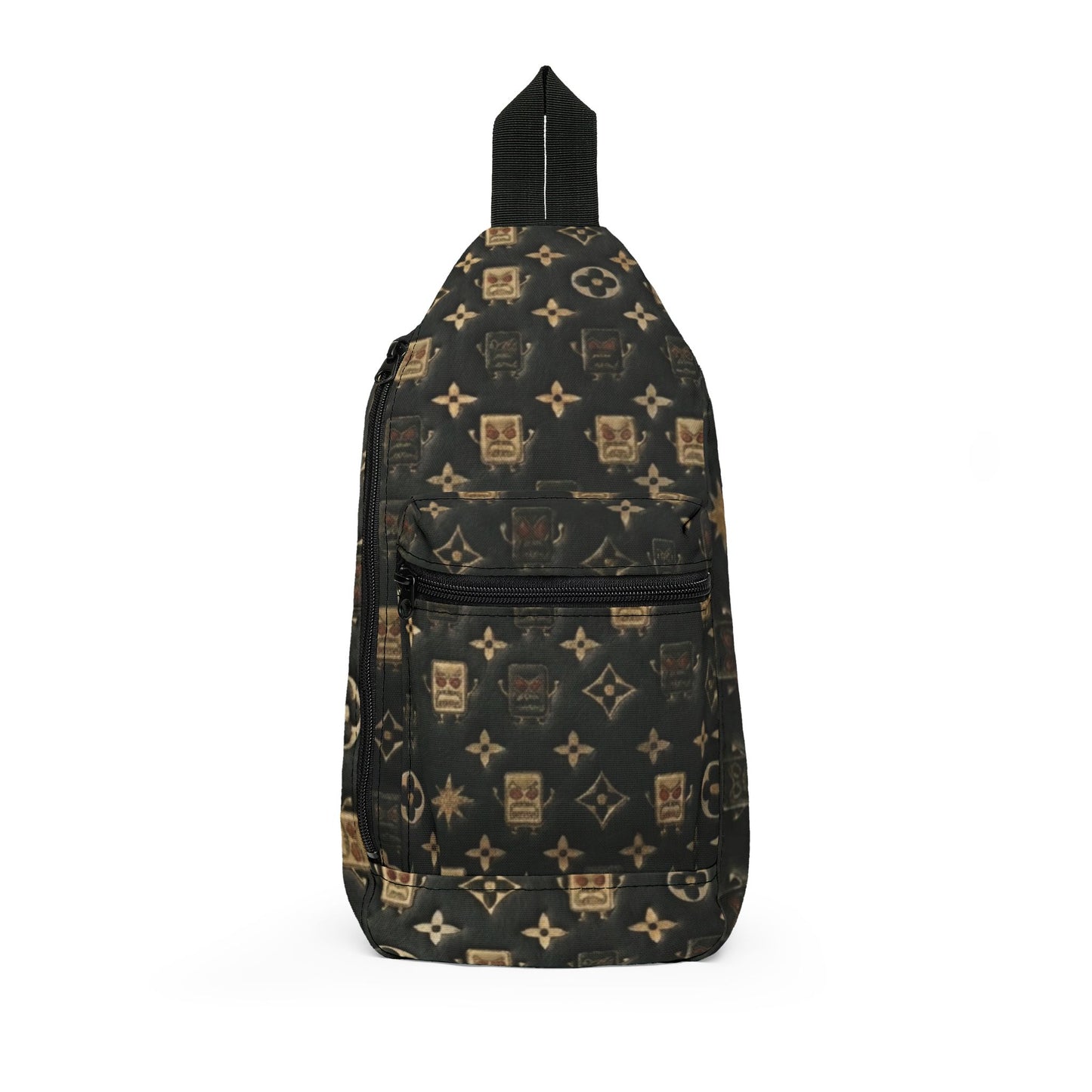Monogram Pattern Sling Bag — Vintage Lux Crossbody Pack