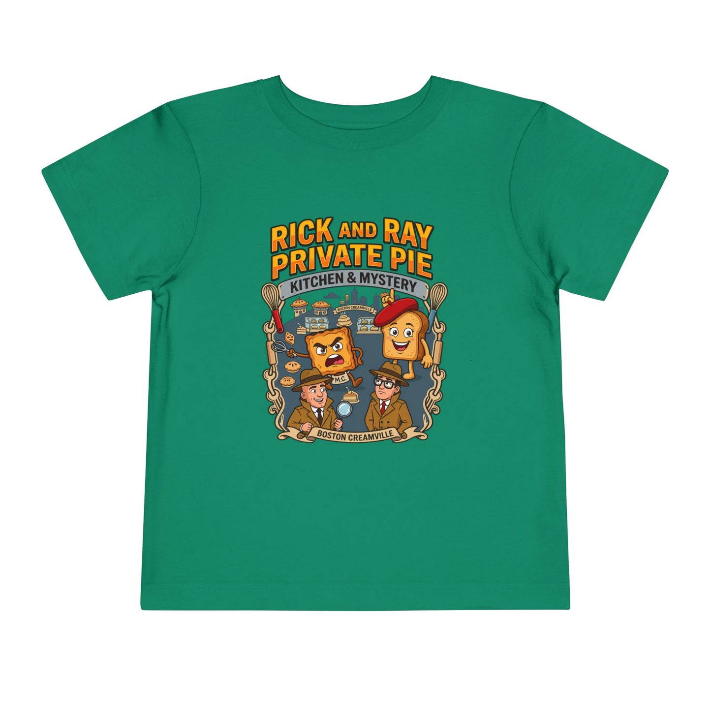 Toddler Tee — "Rick and Ray Private Pie" Cartoon Detective Kitchen Mystery