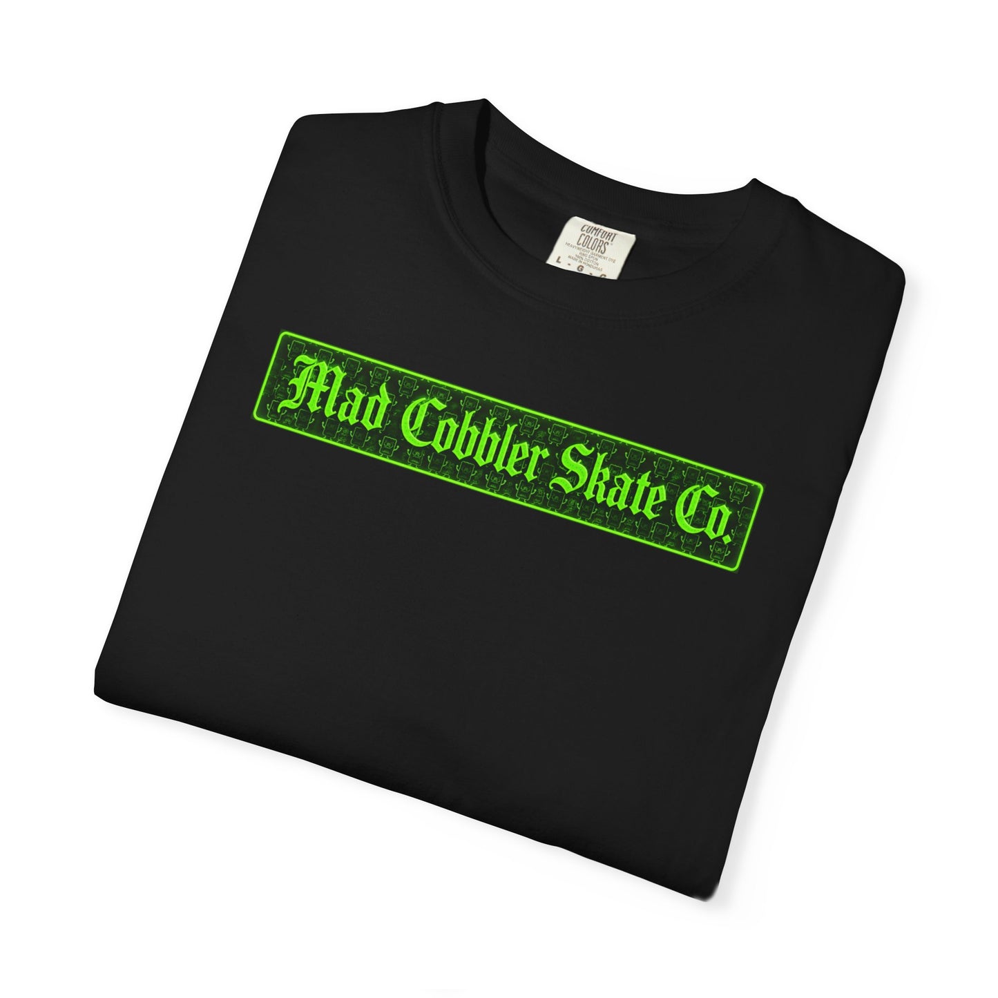 Mad Cobbler Skate Co. T-Shirt — Neon Green Logo Skateboard Tee