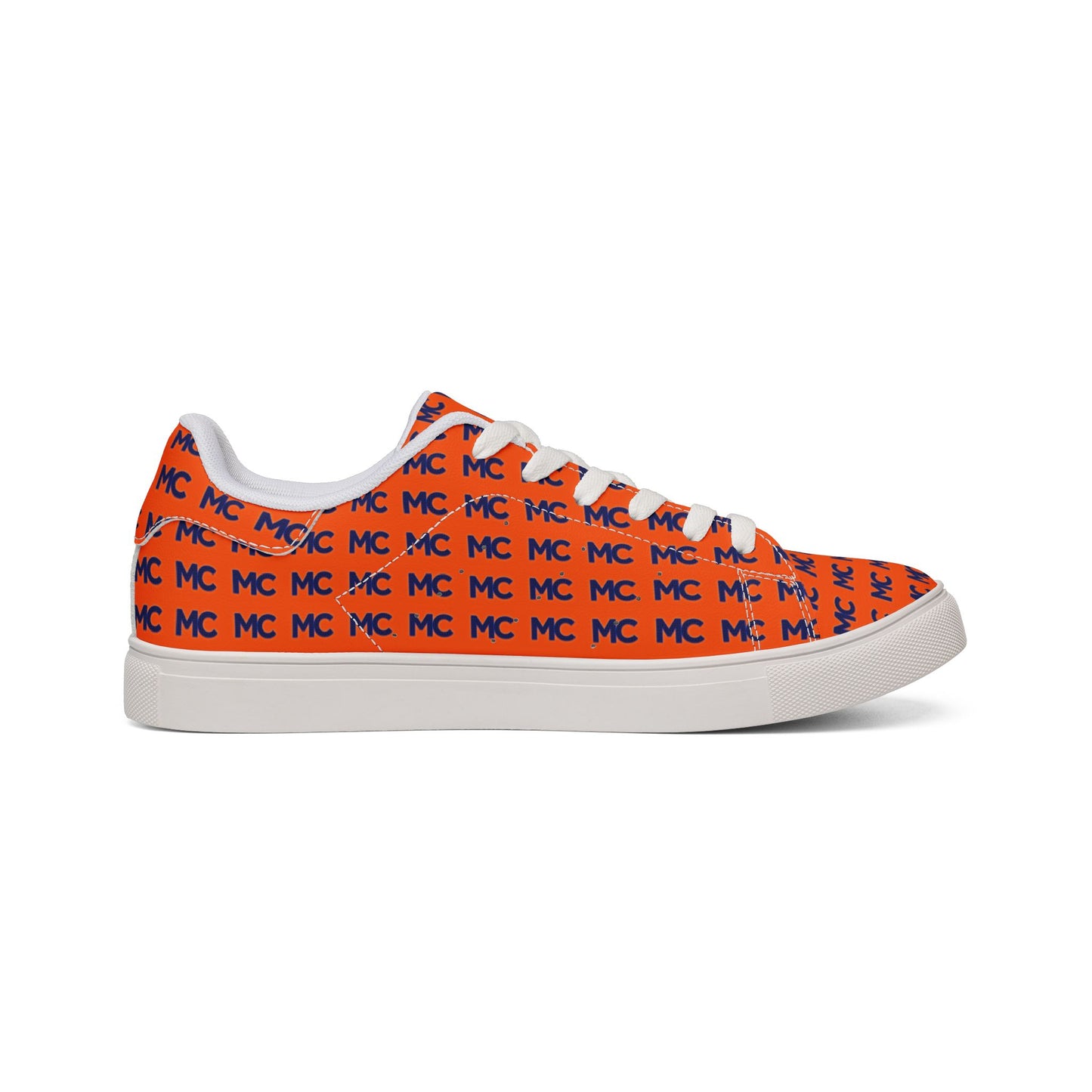 Men's Low-Top Sneakers — Orange 'MC' Monogram Leather Casual Shoes
