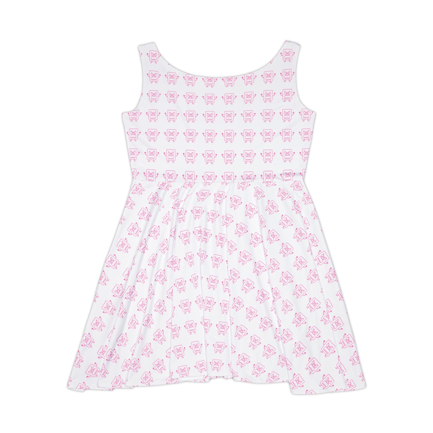 Pink Floral Crown Skater Dress — Women’s All-Over Print Cute Spring Dress